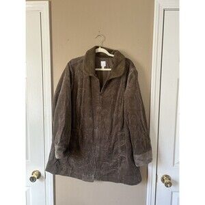 J. Jill Heritage Tumbled Cord Coat Women 2X Brown Corduroy Full Zip Barn